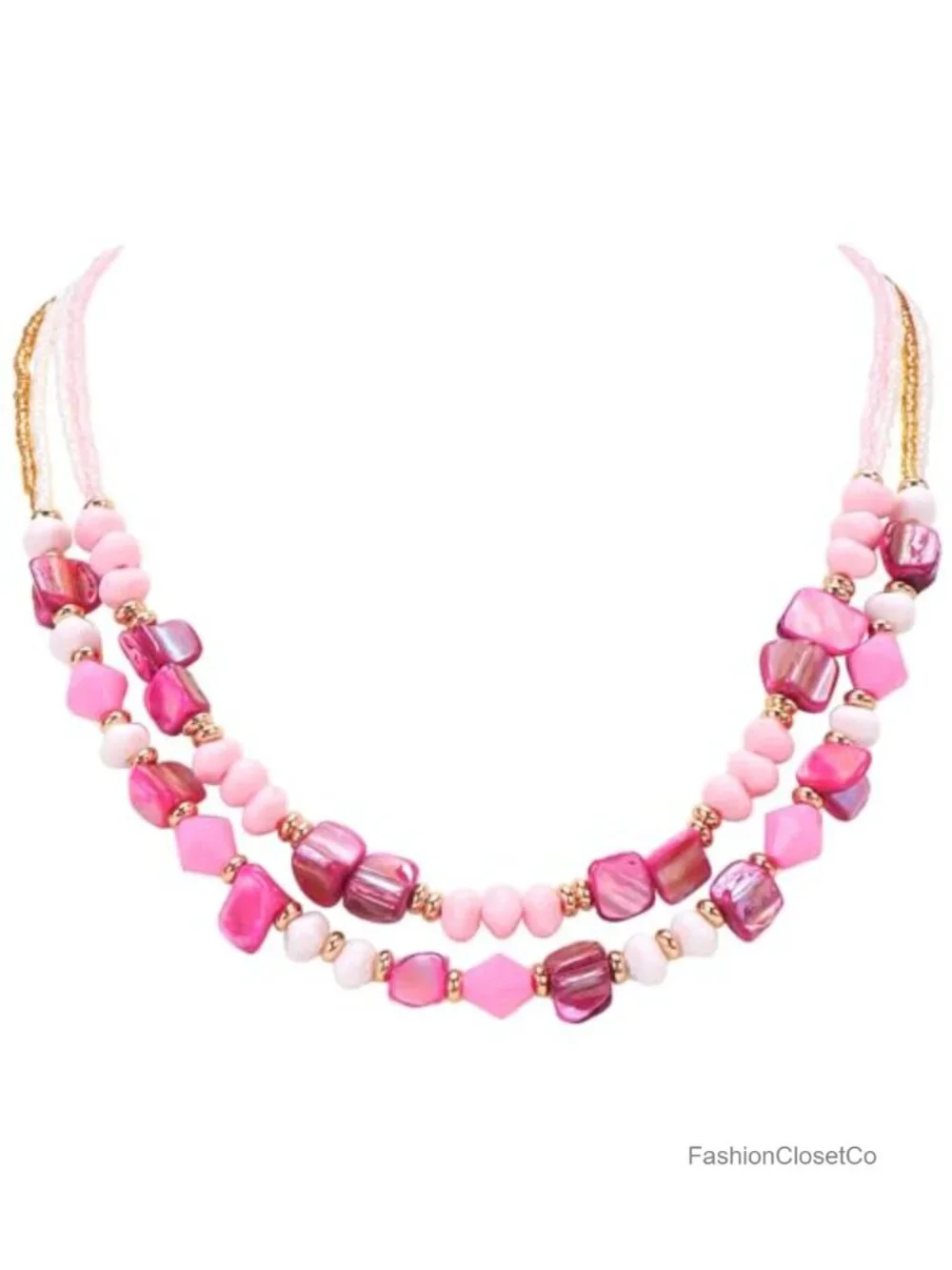 Boho Shell Beaded Layered Choker Necklace Handmade Natural Stone Costume Jewelry